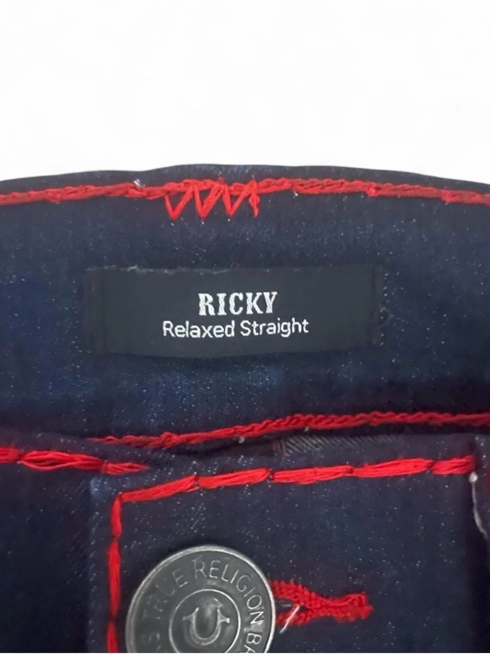 True Religion Black Jeans with Red Contrast Stitching